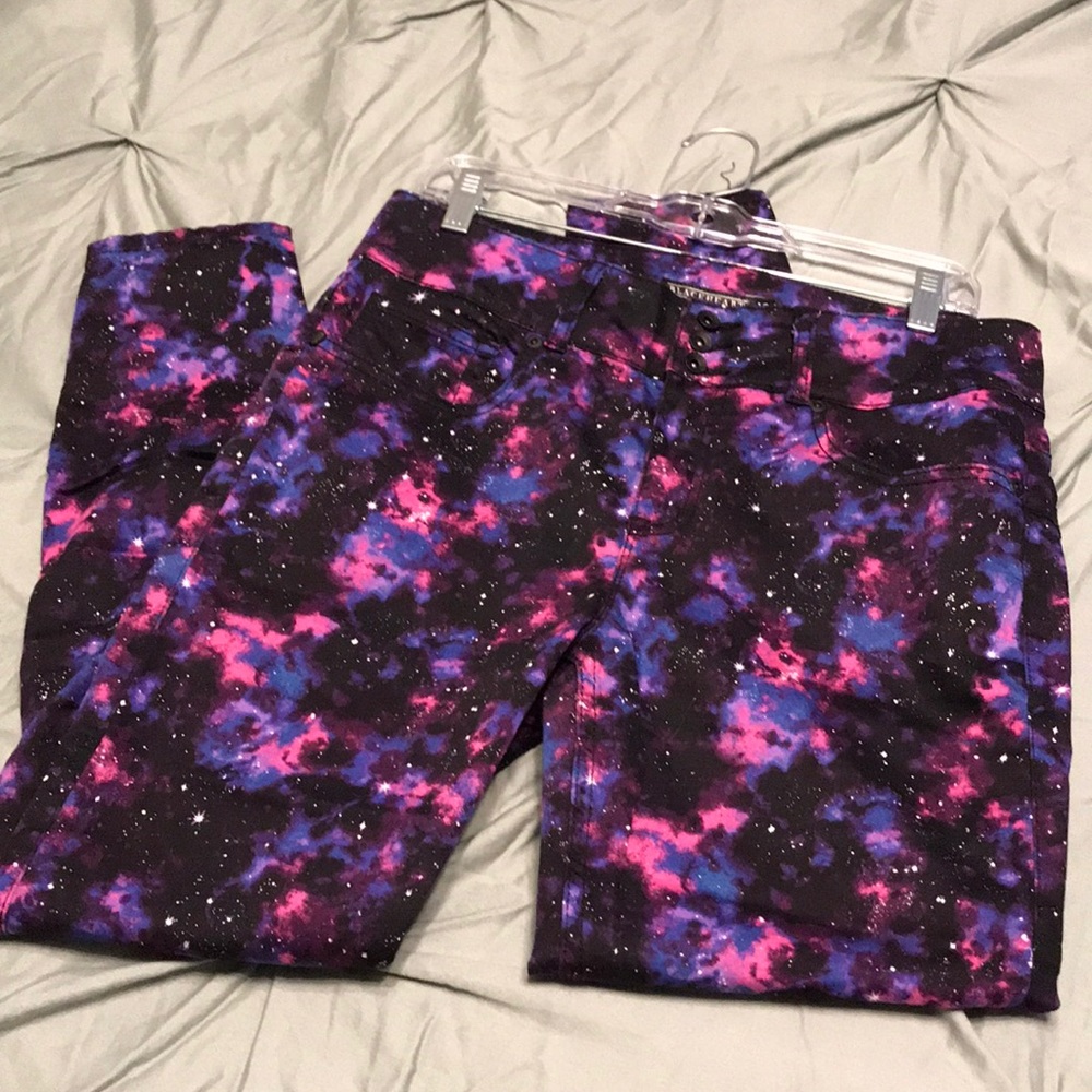 Blackheart Galaxy Print Skinny High-Rise Jeggings